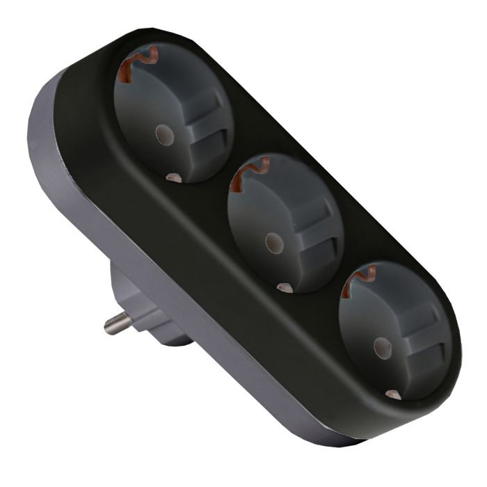 Сетевой разветвитель EUROELECTRIC X3 16А Black с заземлением (EE-3-16A(black)) изображение 2