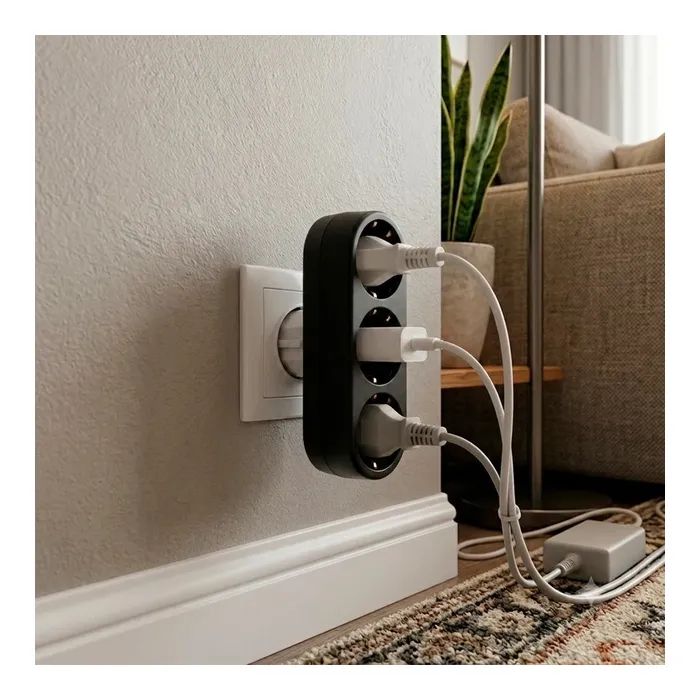Сетевой разветвитель EUROELECTRIC X3 16А Black с заземлением (EE-3-16A(black)) изображение 5