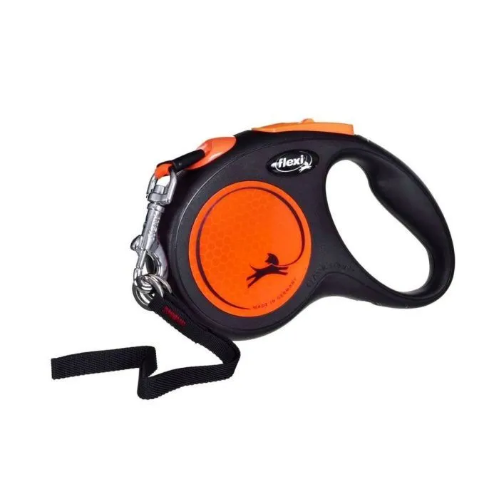 Поводок для собак Flexi New Neon лента S 5 м/15 кг оранжевый (4000498032008)