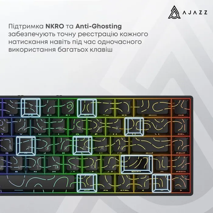 Клавиатура Ajazz AK680 V2 Ice Island Magnetic Switch USB UA Gray/Black (AK680-V2-I-GB) изображение 12