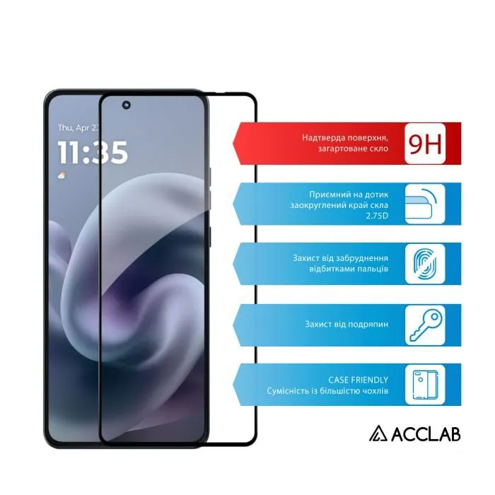 Скло захисне ACCLAB Full Glue ESD Moto G86 Power Black (1283126627644) зображення 3