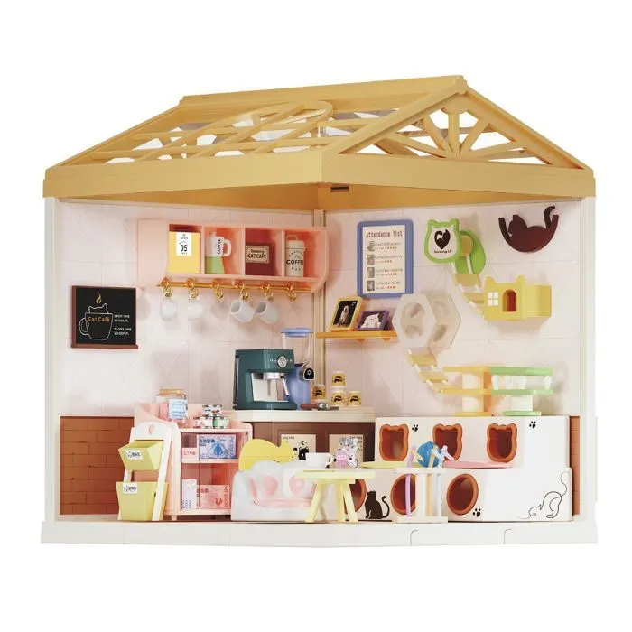 Конструктор Mini House румбокс серии Интерьер – Котокафе (свет) (8007) изображение 4