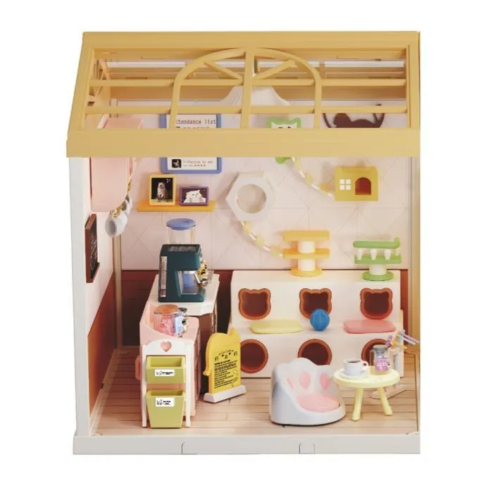 Конструктор Mini House румбокс серии Интерьер – Котокафе (свет) (8007) изображение 5