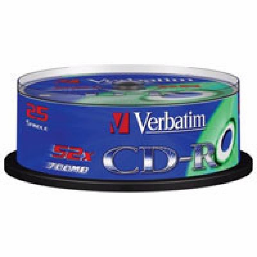Диск CD Verbatim 700Mb 52x Cake Box 25 Crystal (43352)