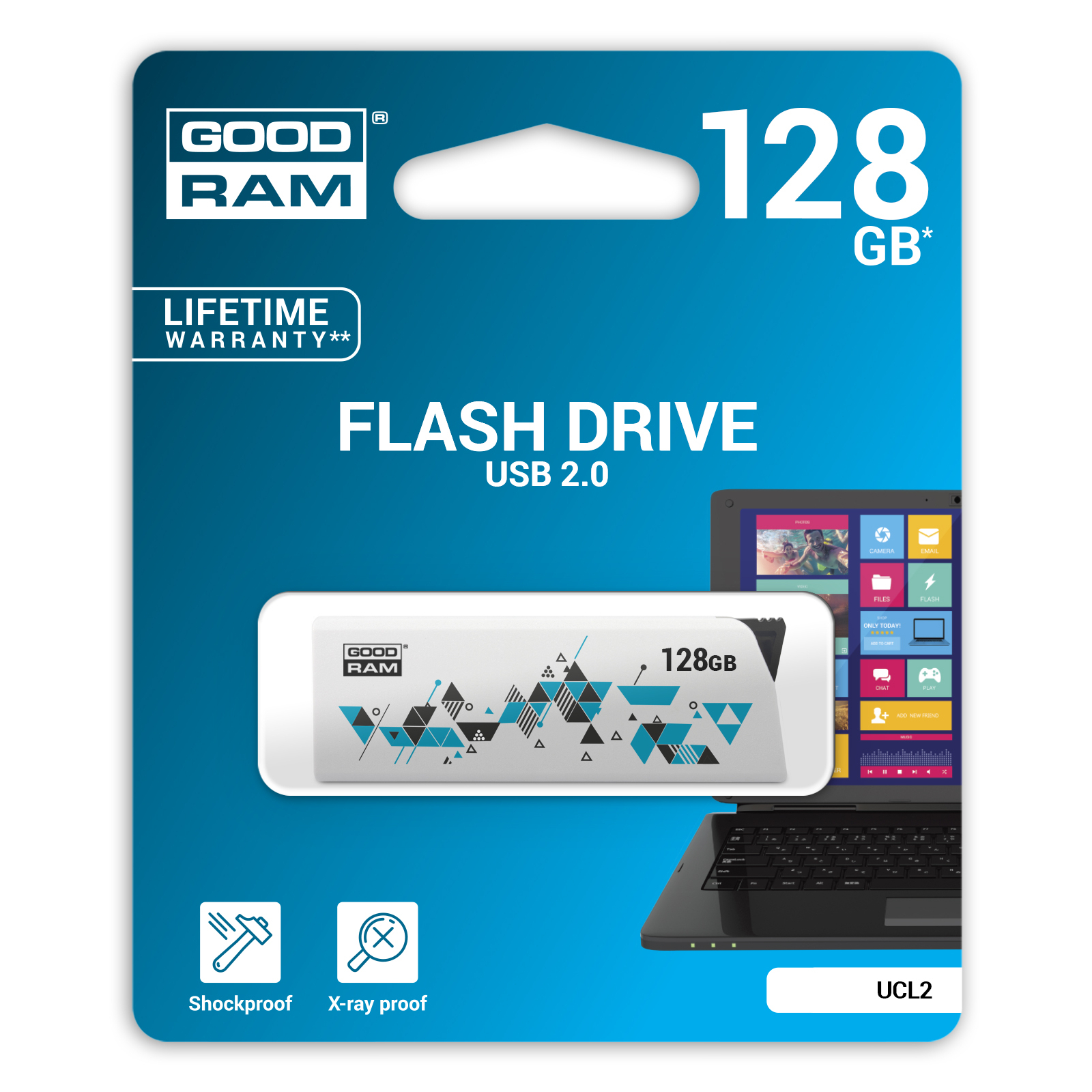 USB флеш накопитель Goodram 128GB UCL2 Click White USB 2.0 (UCL2-1280W0R11) изображение 4