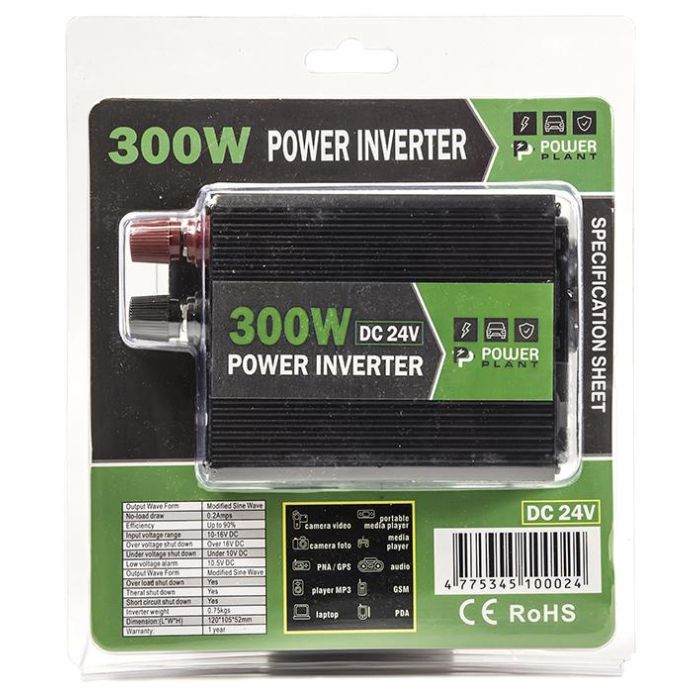 Автомобільний інвертор 24V/220V 300W, USB 5V 1A, HYM300-242 PowerPlant (KD00MS0002) зображення 8