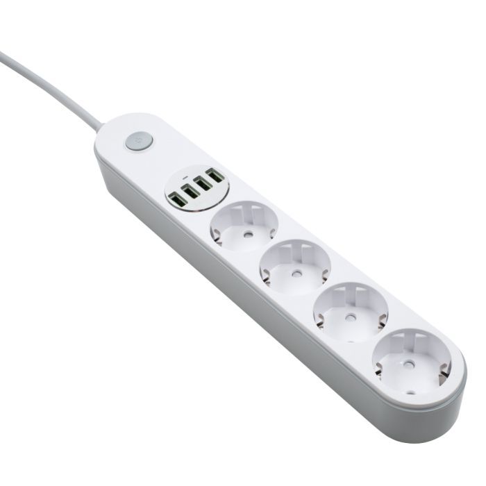 Мережевий фільтр живлення ColorWay CW-CHE44W, 4 розетки/4USB White 2M (CW-CHE44W) зображення 3