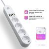 Мережевий фільтр живлення ColorWay CW-CHE44W, 4 розетки/4USB White 2M (CW-CHE44W) зображення 9