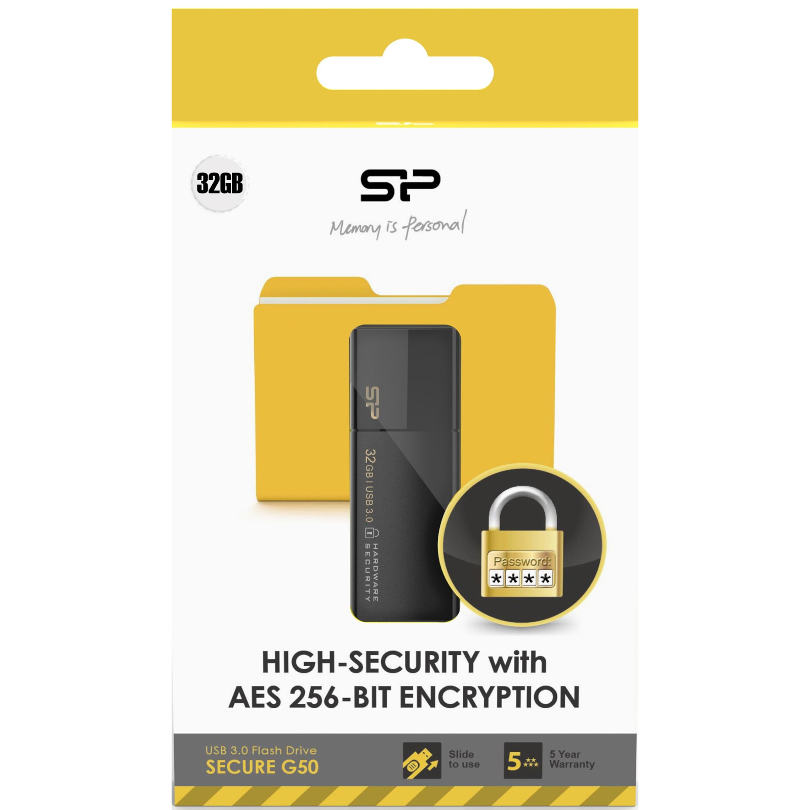 USB флеш накопитель Silicon Power 32GB Secure G50 USB 3.0 (SP032GBUF3G50V1K) изображение 4
