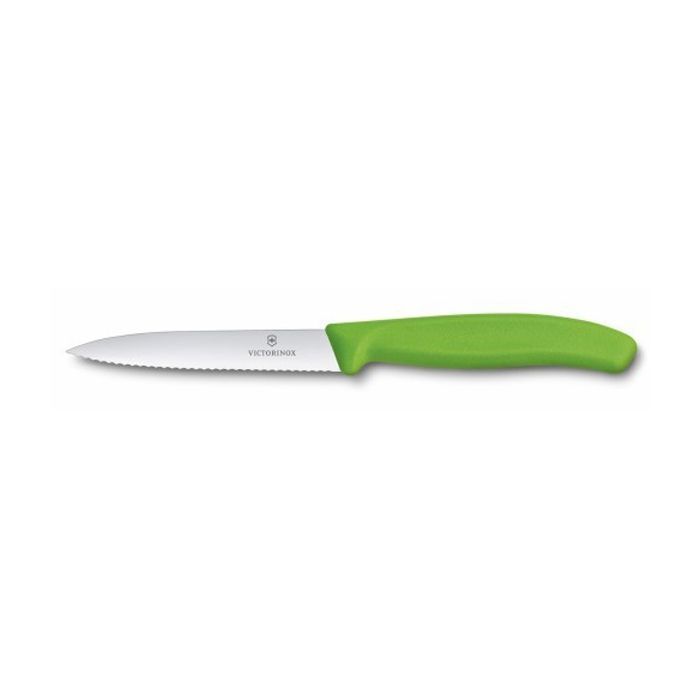 Кухонный нож Victorinox SwissClassic для нарезки 10 см, волнистое лезвие, зеленый (6.7736.L4)