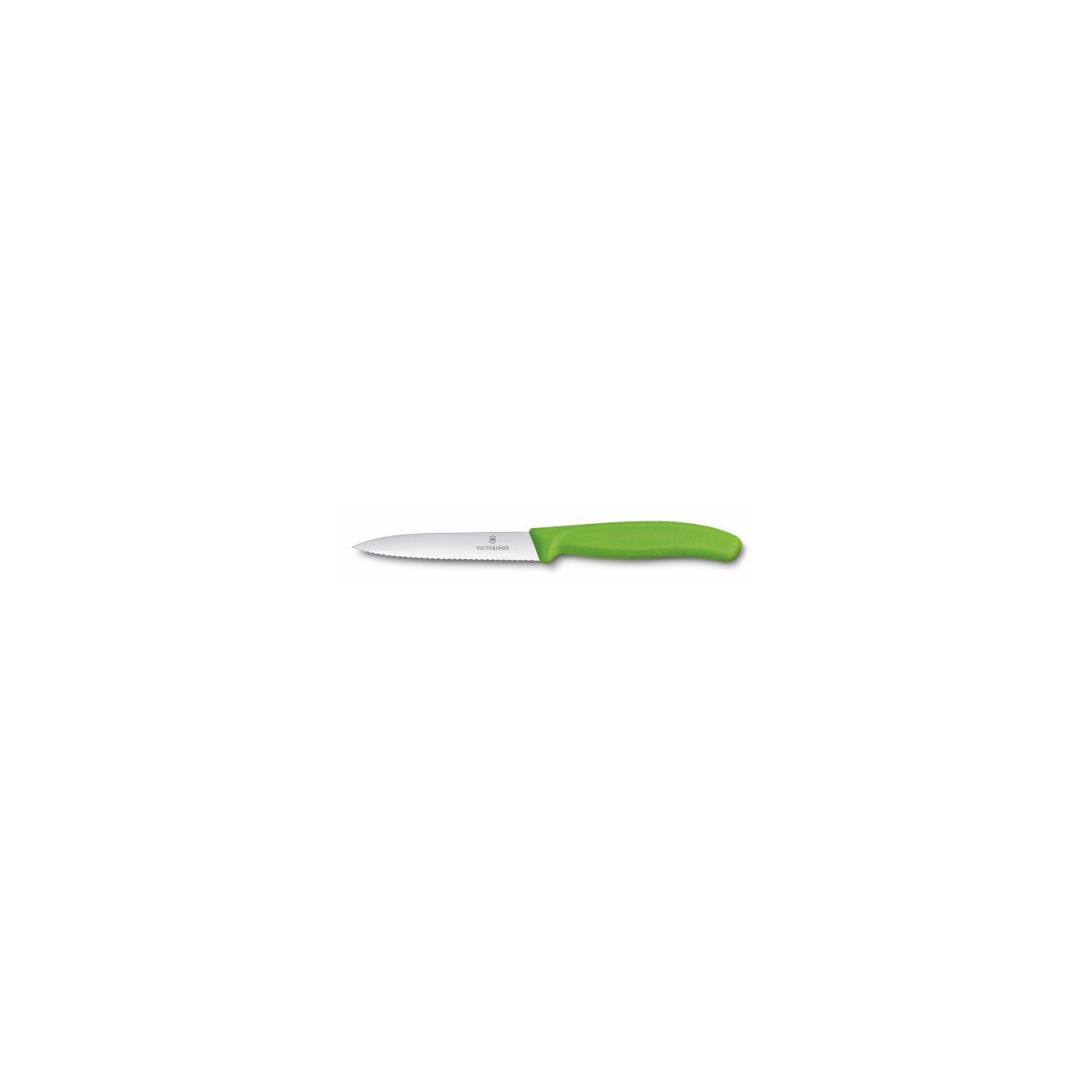 Кухонний ніж Victorinox SwissClassic для нарезки 10 см, волнистое лезвие, зеленый (6.7736.L4)
