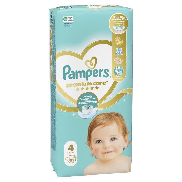 Підгузки Pampers Premium Care Maxi Розмір 4 (9-14 кг) 52 (4015400278818) зображення 2