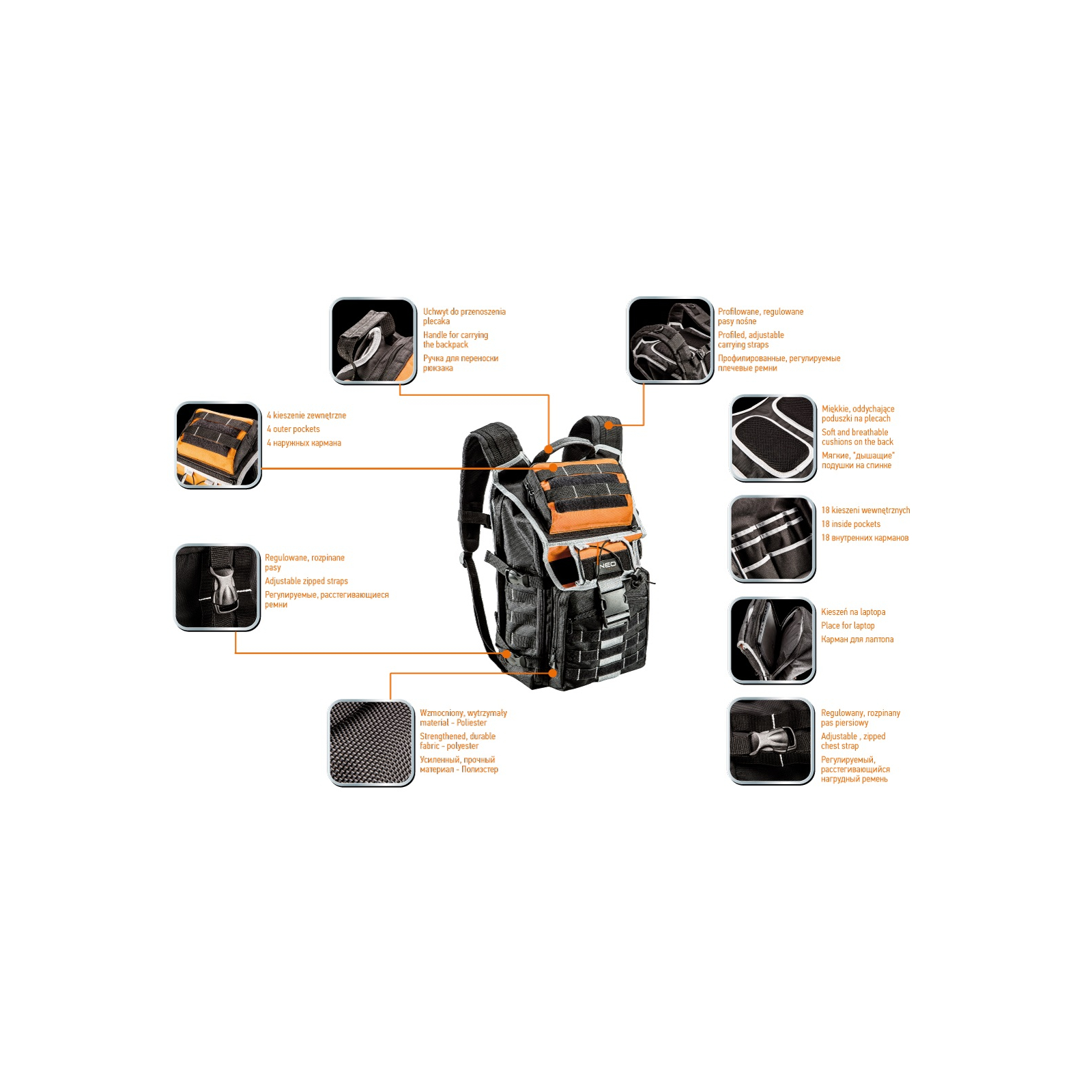 Сумка для інструмента Neo Tools рюкзак 22 кишені, поліестер 600D (84-304) зображення 2