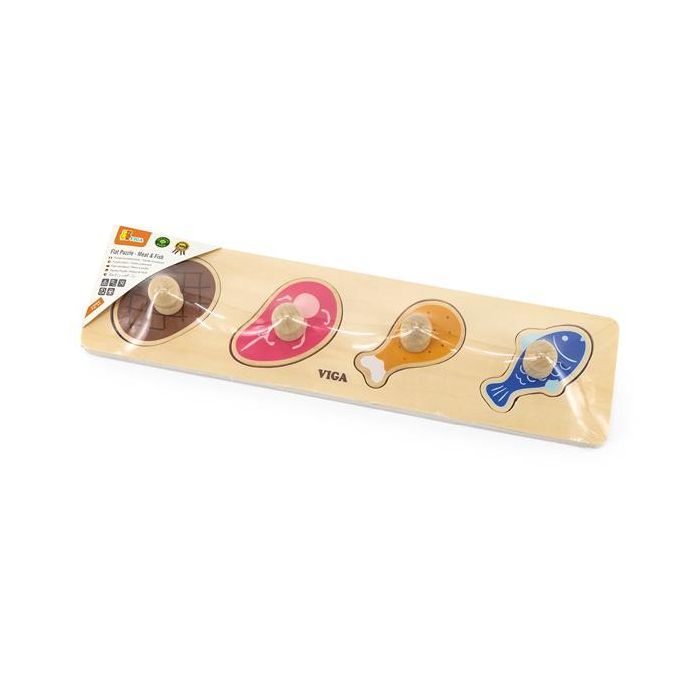 Развивающая игрушка Viga Toys Рамка-вкладыш с ручками Мясо и рыба (44533) изображение 2