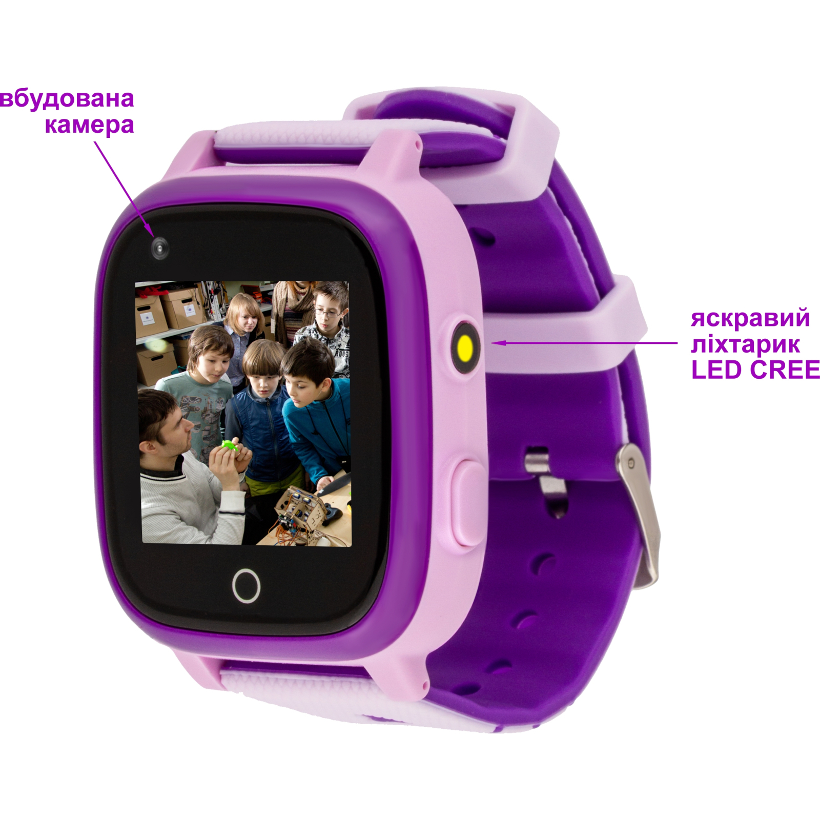 Смарт-часы Amigo GO005 4G WIFI Kids waterproof Thermometer Purple (747019) изображение 4