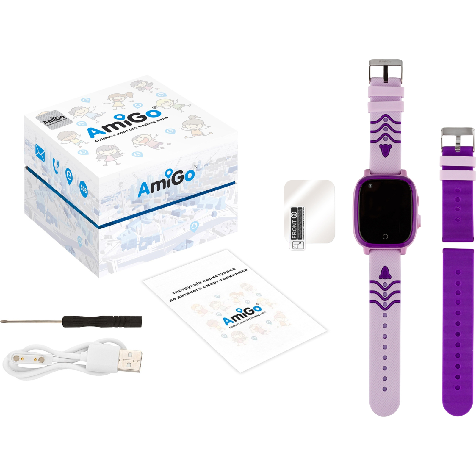 Смарт-часы Amigo GO005 4G WIFI Kids waterproof Thermometer Purple (747019) изображение 8