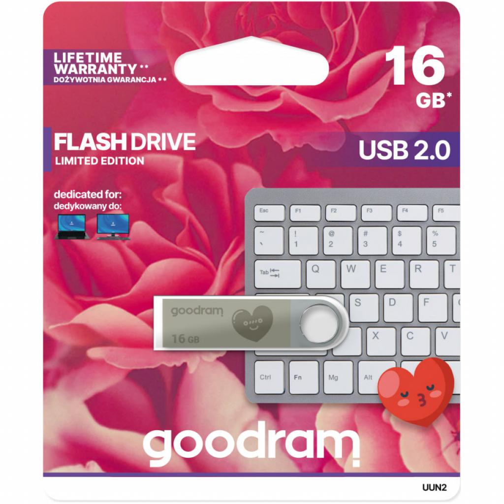 USB флеш накопичувач Goodram 16GB UUN2 Valentine Silver USB 2.0 (UUN2-0160S0R11-V) зображення 2