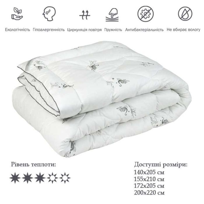 Одеяло Руно из искусственного лебединого пуха Silver Swan демисезонное 1 (321.52_Silver Swan_demi) изображение 3