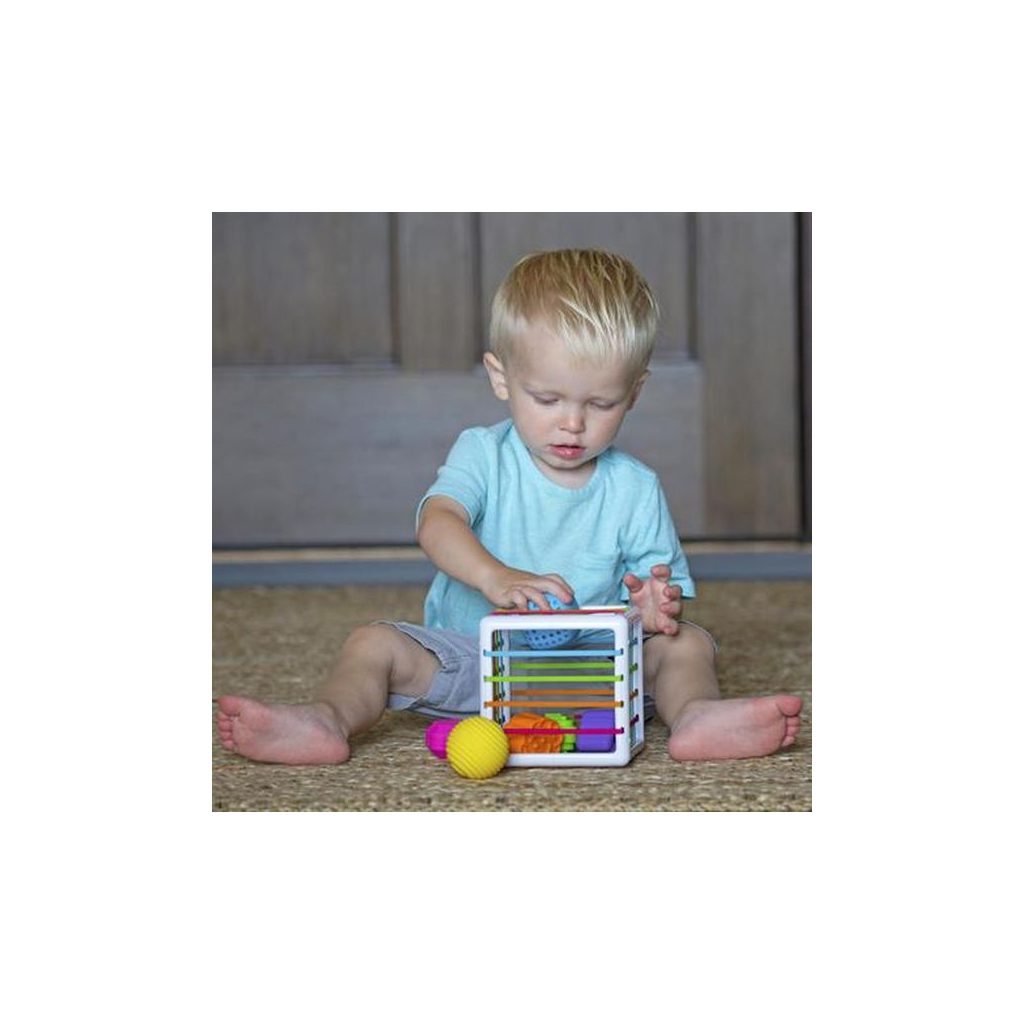 Розвиваюча іграшка Fat Brain Toys Куб-сортер зі стінками-шнурочками InnyBin (F251ML) зображення 7