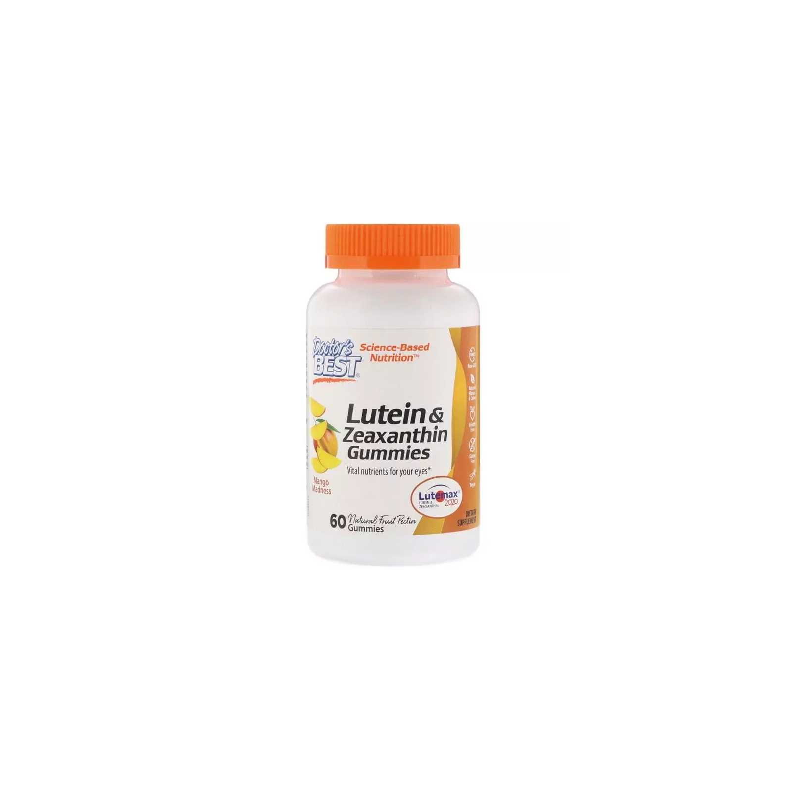 Антиоксидант Doctor's Best Зеаксантин и Лютеин, Lutein & Zeaxanthin, вкус манго, 60 же (DRB-00512)