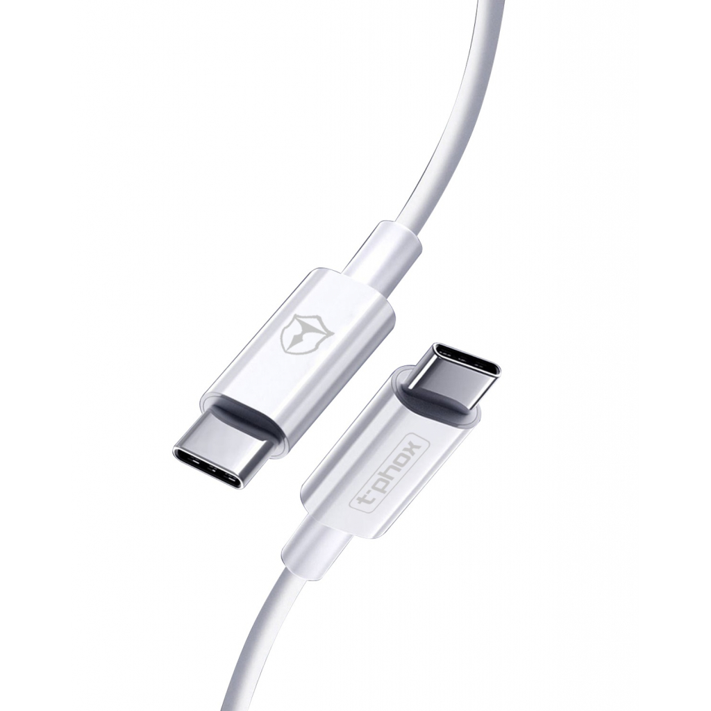 Дата кабель USB-C to USB-C 1.0m 3A White T-Phox (T-CC834) зображення 5
