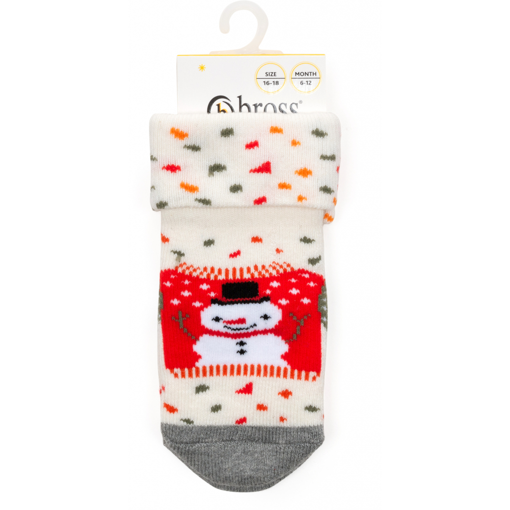 Носки детские Bross махровые со снеговиком (22690-1-cream) изображение 3