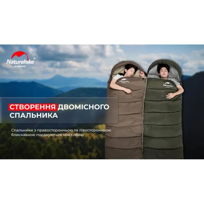 Спальный мешок Naturehike U350 NH20MSD07 Hollow Cotton Left Brown (6927595767221-L) изображение 8