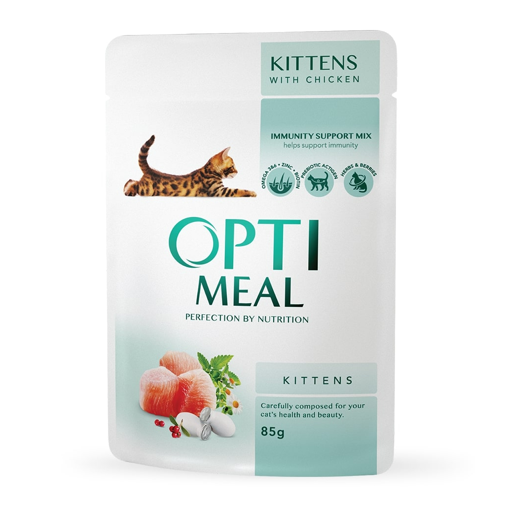 Влажный корм для кошек Optimeal для котят со вкусом курицы 85 г (4820083905452)