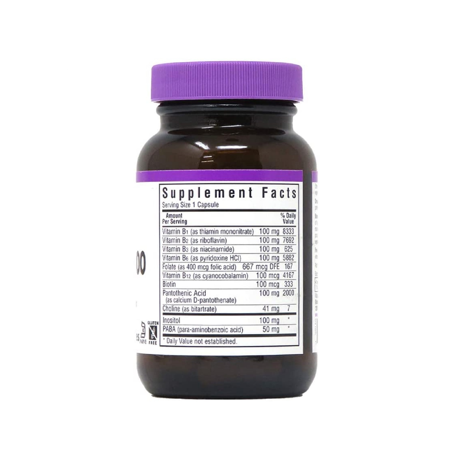 Вітамін Bluebonnet Nutrition B-Комплекс 100, B-Complex, 50 вегетаріанських капсул (BLB0416) зображення 2