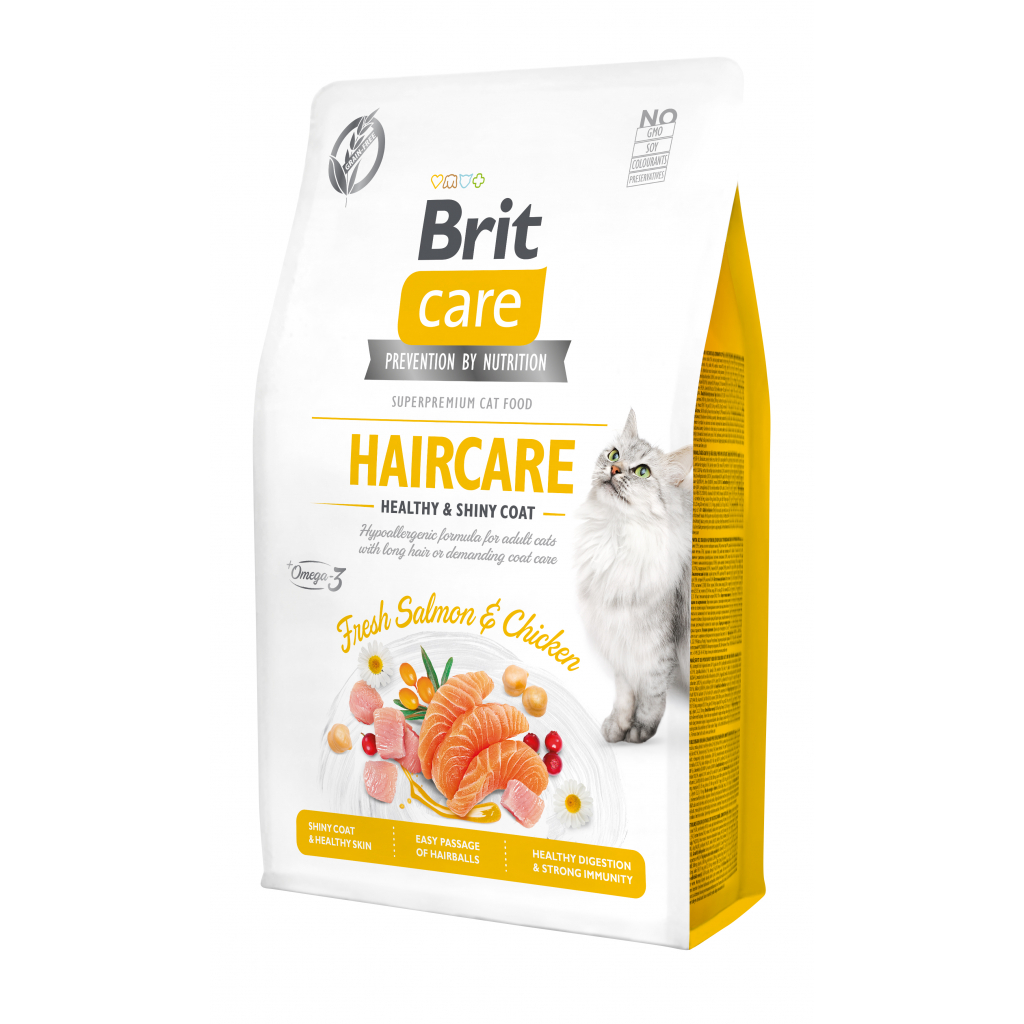 Сухий корм для кішок Brit Care Cat GF Haircare Healthy and Shiny Coat 7 кг (8595602540877)