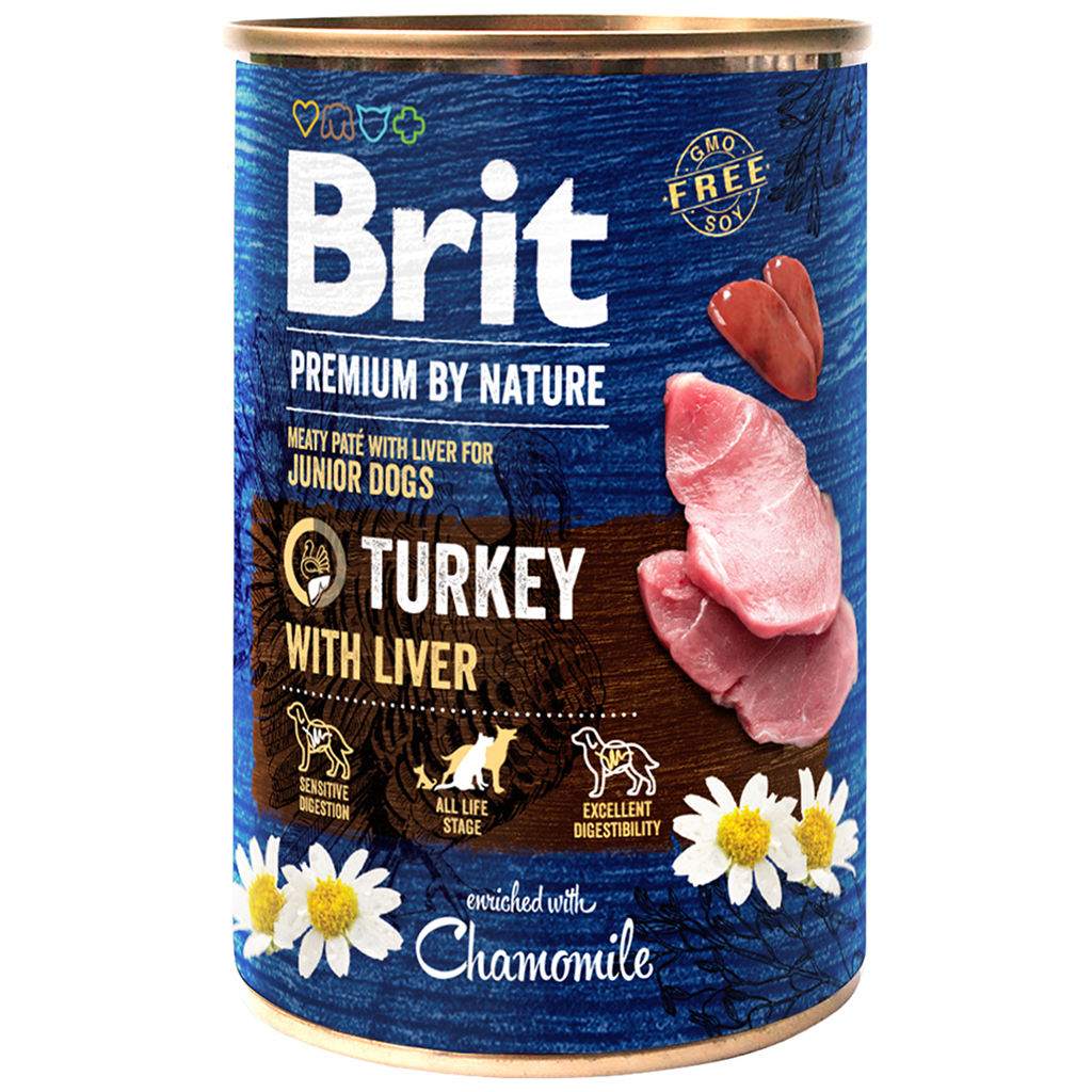 Консерви для собак Brit Premium by Nature індичка з індичою печінкою 400 г (8595602538553)