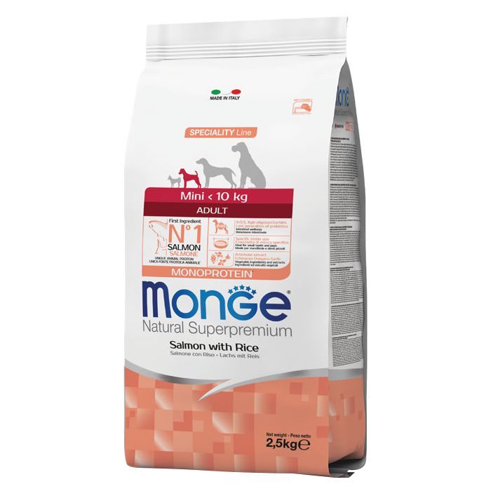 Сухой корм для собак Monge Dog Mini Adult лосось, рис 2.5 кг (8009470011570)