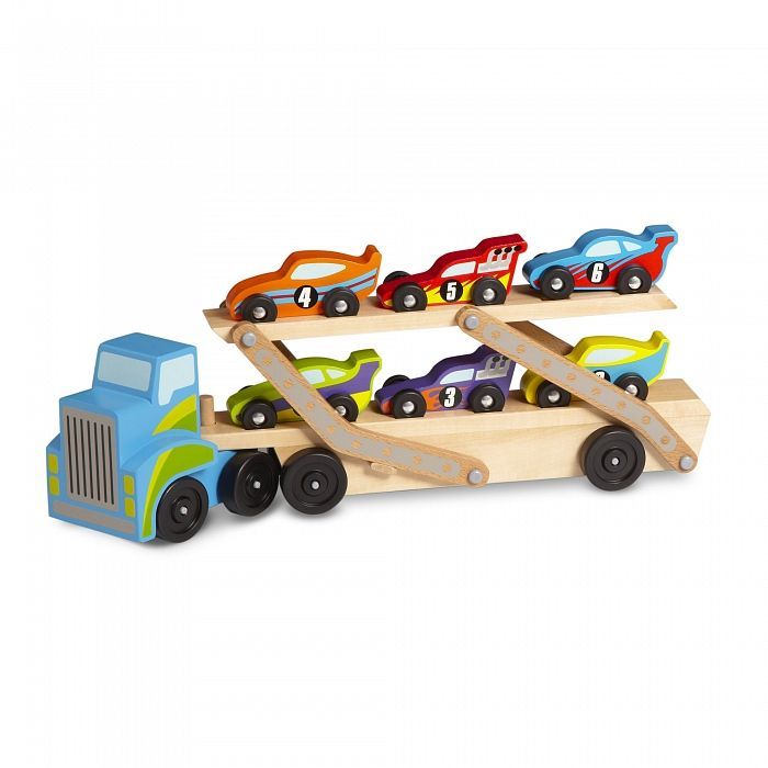 Игровой набор Melissa&Doug деревянный мегатягач автомобилей (MD12759) изображение 3