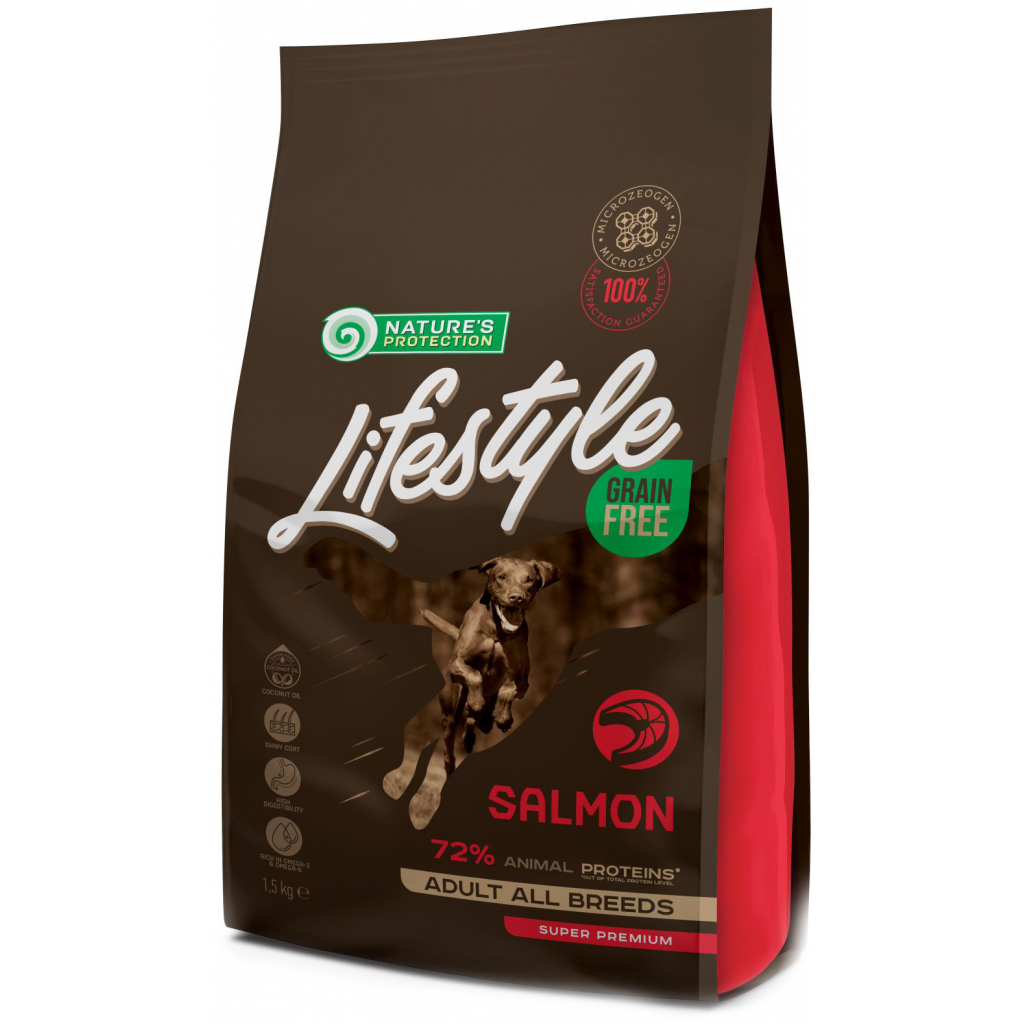 Сухой корм для собак Nature's Protection Lifestyle Grain Free Salmon Adult All Breeds с лососем 1.5 к (NPLS45677)