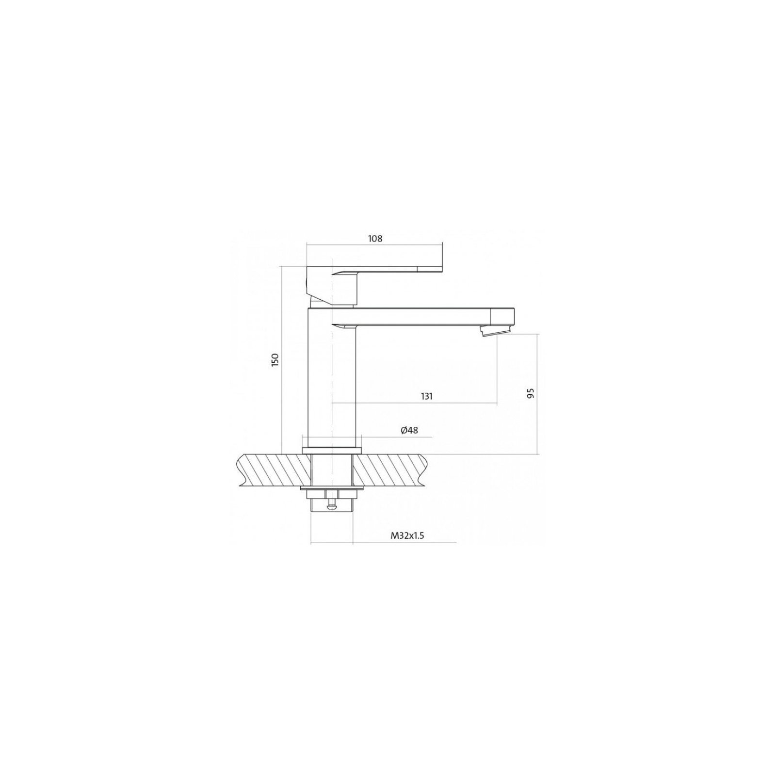 Смеситель Cersanit ELIO для умывальника с металлическим донным клапаном (S951-147) изображение 2