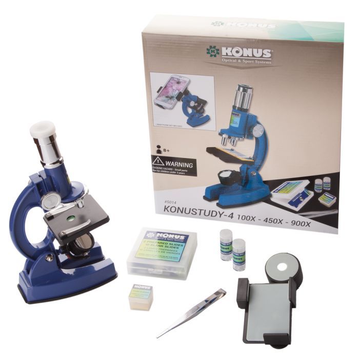 Микроскоп Konus Konustudy-4 с адаптером для смартфона 150x, 450x, 900x (5014) изображение 6
