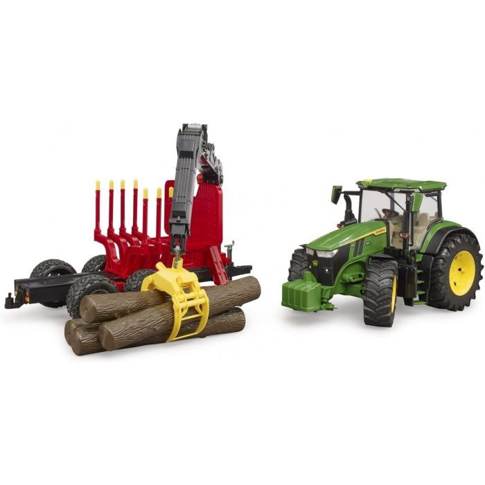 Спецтехника Bruder трактор John Deere 7R 350 с прицепом, краном и бревнами (03154) изображение 2
