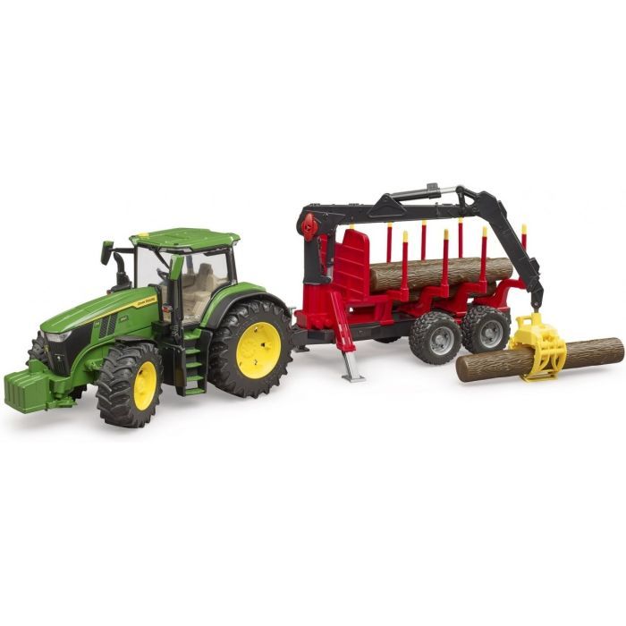 Спецтехника Bruder трактор John Deere 7R 350 с прицепом, краном и бревнами (03154) изображение 3