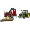 Спецтехника Bruder трактор John Deere 7R 350 с прицепом, краном и бревнами (03154) изображение 4
