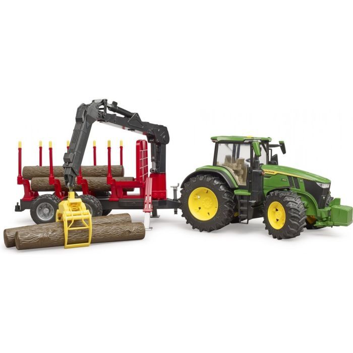 Спецтехника Bruder трактор John Deere 7R 350 с прицепом, краном и бревнами (03154) изображение 5