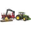 Спецтехника Bruder трактор John Deere 7R 350 с прицепом, краном и бревнами (03154) изображение 5