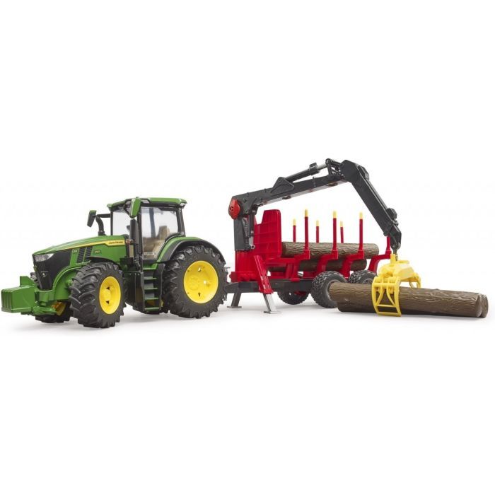 Спецтехника Bruder трактор John Deere 7R 350 с прицепом, краном и бревнами (03154) изображение 6