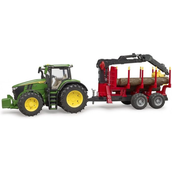 Спецтехника Bruder трактор John Deere 7R 350 с прицепом, краном и бревнами (03154) изображение 7