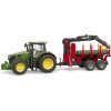Спецтехника Bruder трактор John Deere 7R 350 с прицепом, краном и бревнами (03154) изображение 7