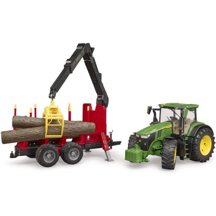 Спецтехника Bruder трактор John Deere 7R 350 с прицепом, краном и бревнами (03154) изображение 8