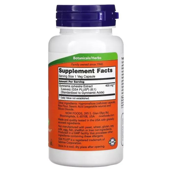 Трави Now Foods Джимнема Сільвестра, 400 мг, Gymnema Sylvestre, 90 вегетаріанських (NOW-04707) зображення 2