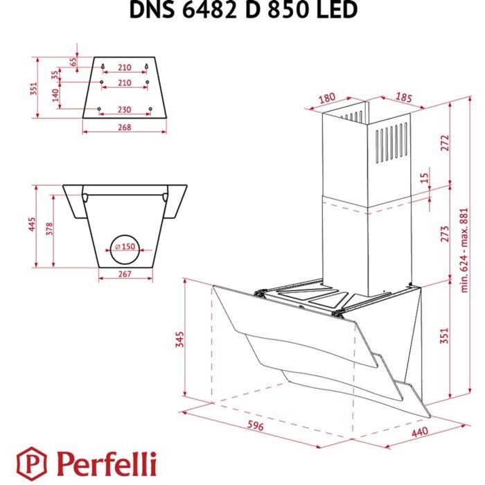 Вытяжка кухонная Perfelli DNS 6482 D 850 BL LED изображение 12