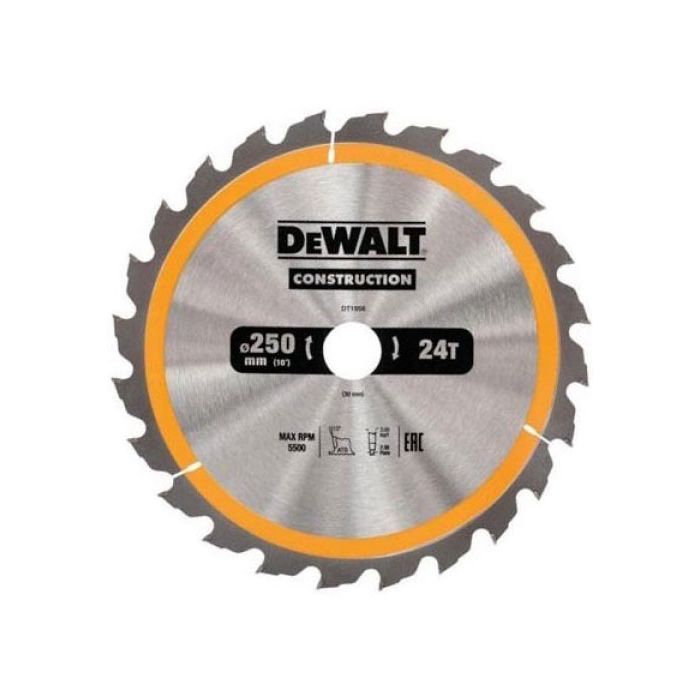 Диск пильный DeWALT СONSTRUCTION , 250 х 30 мм, 24 z, АТВ, 10 градусов, (DT1956)