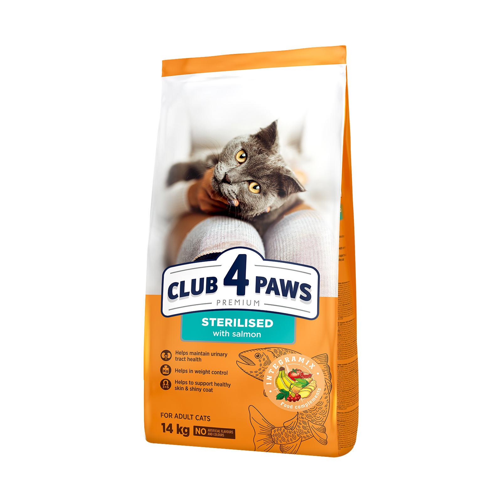 Сухий корм для кішок Club 4 Paws Premium для дорослих стерилізованих з лососем 14 кг (4820215369497)