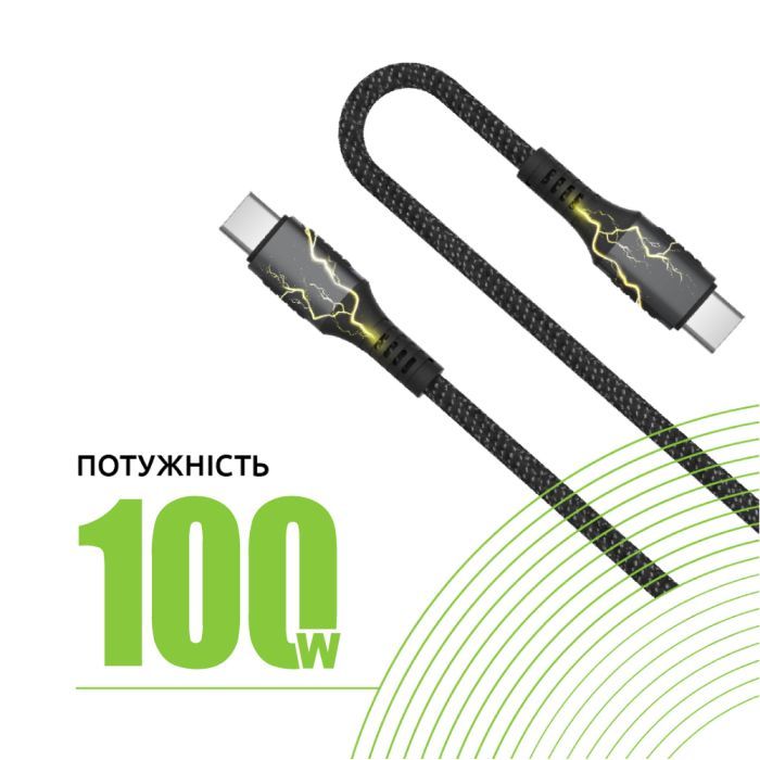 Дата кабель USB-C to USB-C 2.0m CBGPD100WTT2 100W Intaleo (1283126559570) изображение 4
